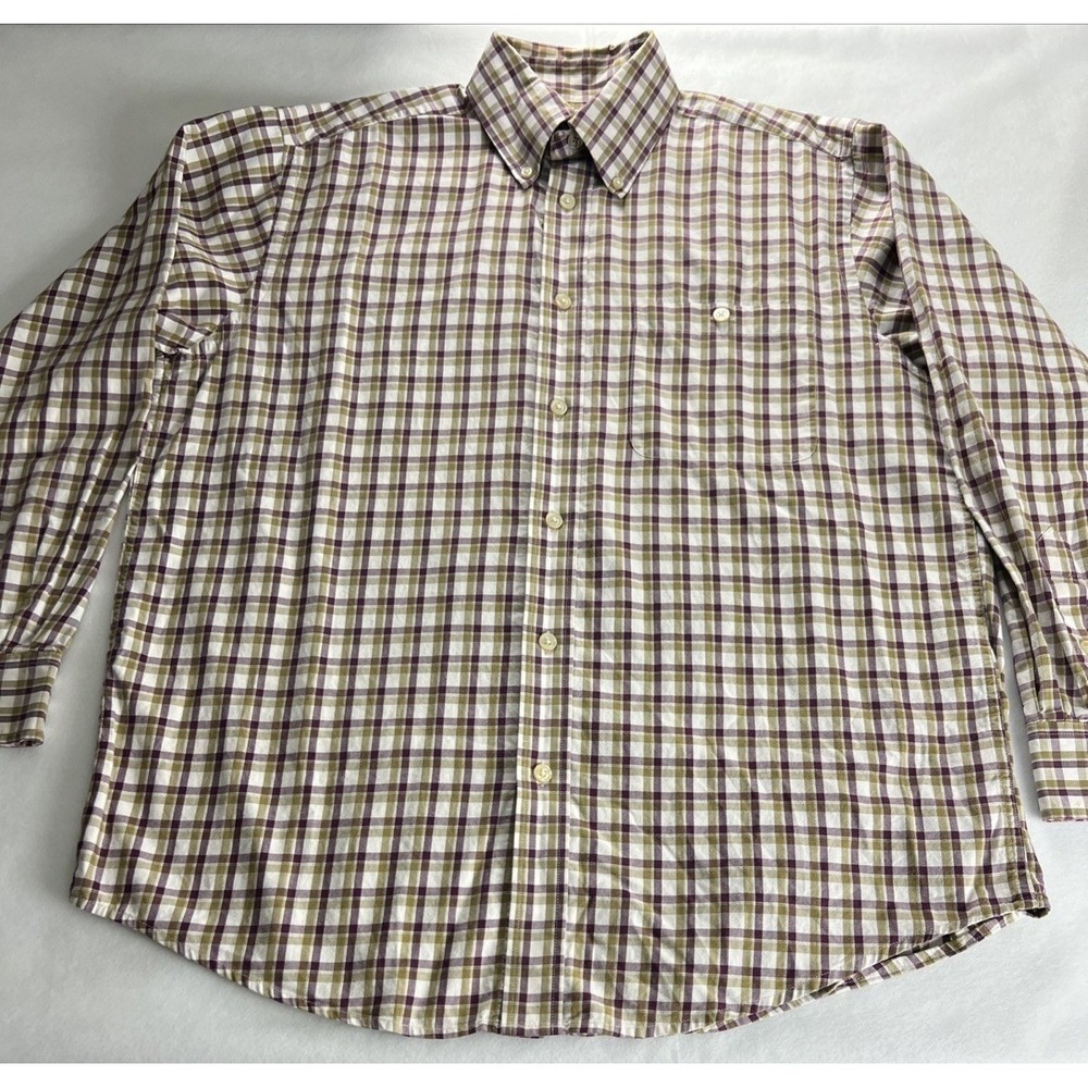 Orvis Men's Shirt Size Large Button Up Long Sleeve Cotton Chest Pocket Plaid F9